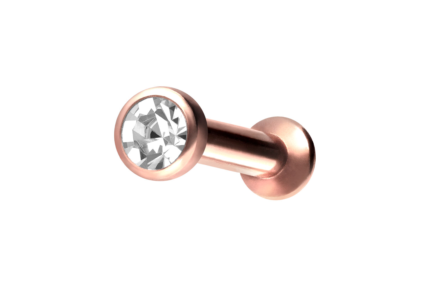 Titan Triple Piercing Mini Labret mit Push Fit FLAT-DISC + KRISTALL